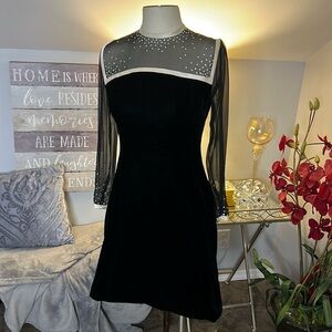 Carolina Herrera Sacks Fifth Avenue Velvet Embellished Cocktail Dress